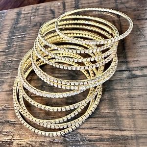 Bollywood Rhinestone Crystal Wedding Bracelets - 12 total m- NEW IN BOX